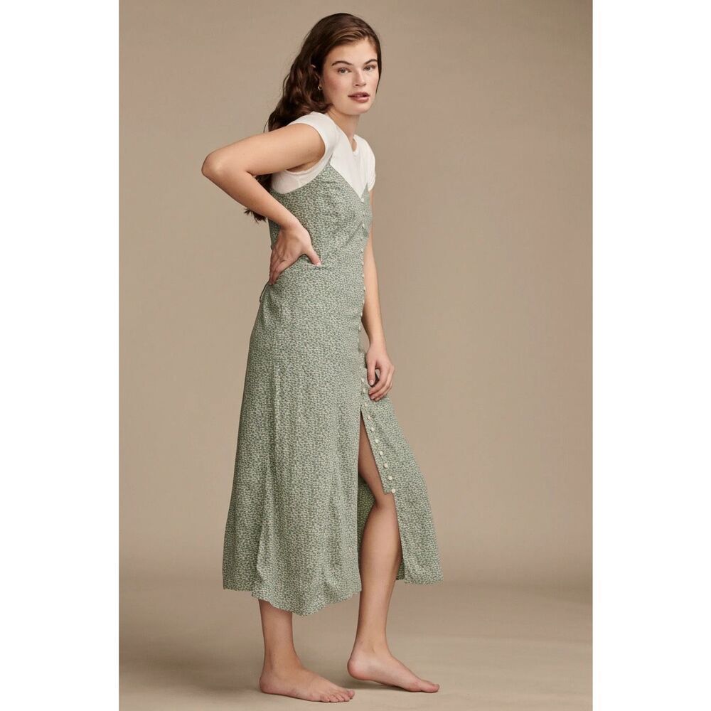 Lucky Brand Button Front Midi Slip Dress lined floral size XL